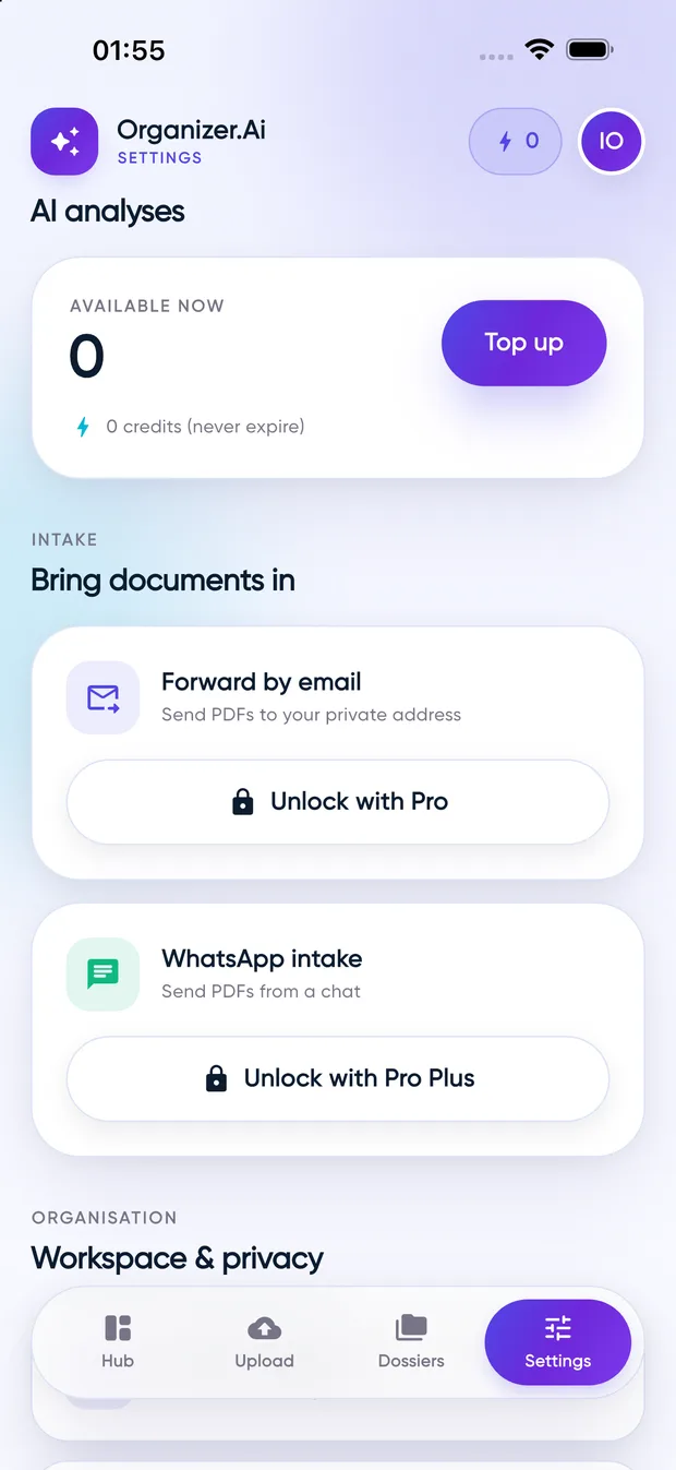 Email and WhatsApp intake