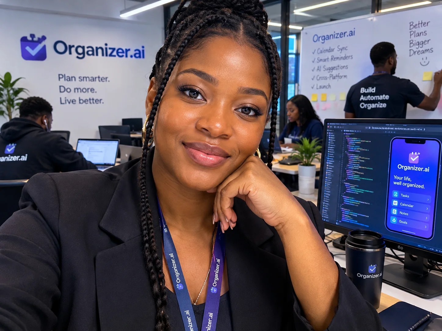 The Organizer.Ai support team at work in their office